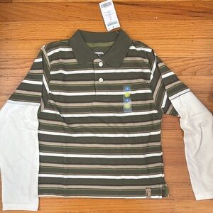 Gymboree Green and White Layered-Look Polo Shirt